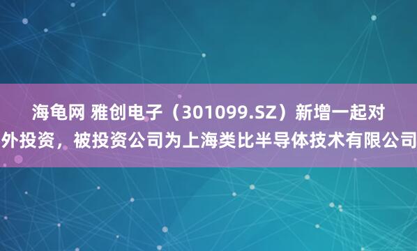 海龟网 雅创电子（301099.SZ）新增一起对外投资，被投资公司为上海类比半导体技术有限公司