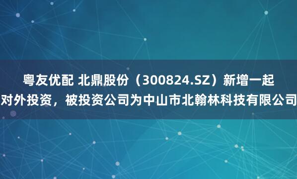 粤友优配 北鼎股份（300824.SZ）新增一起对外投资，被投资公司为中山市北翰林科技有限公司